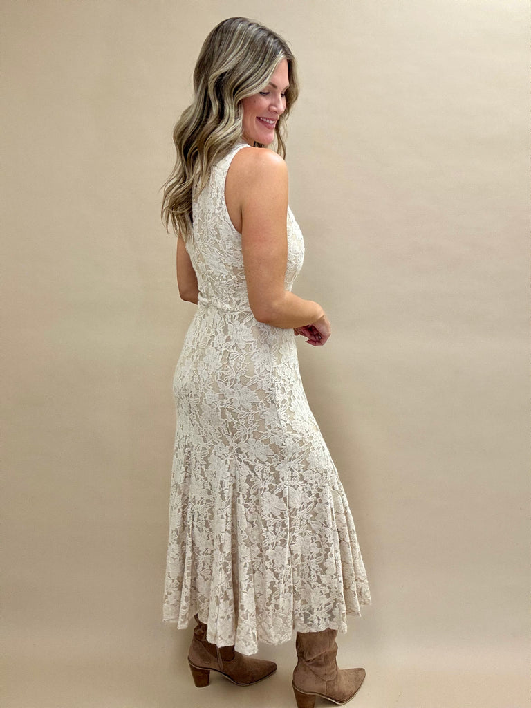 Frosted Lace Midi Dress