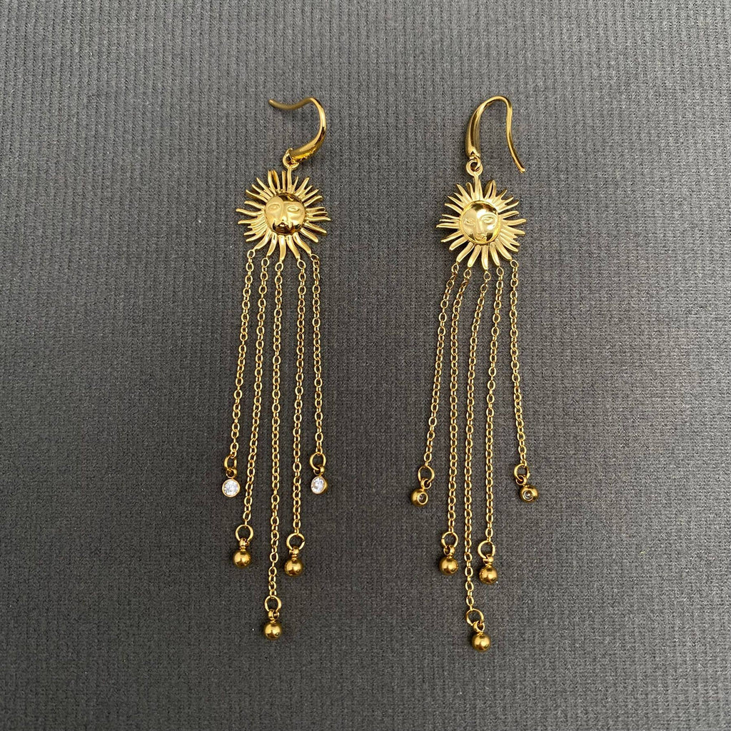Chain Tassel Sun Earrings