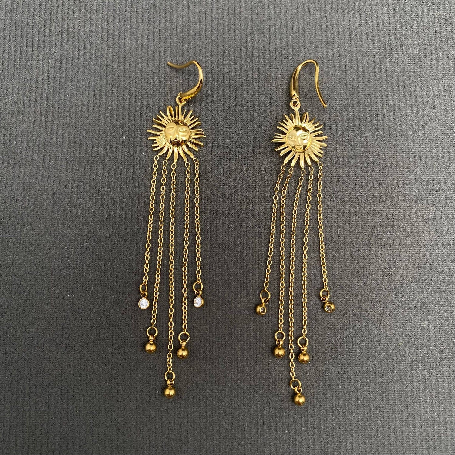 Chain Tassel Sun Earrings