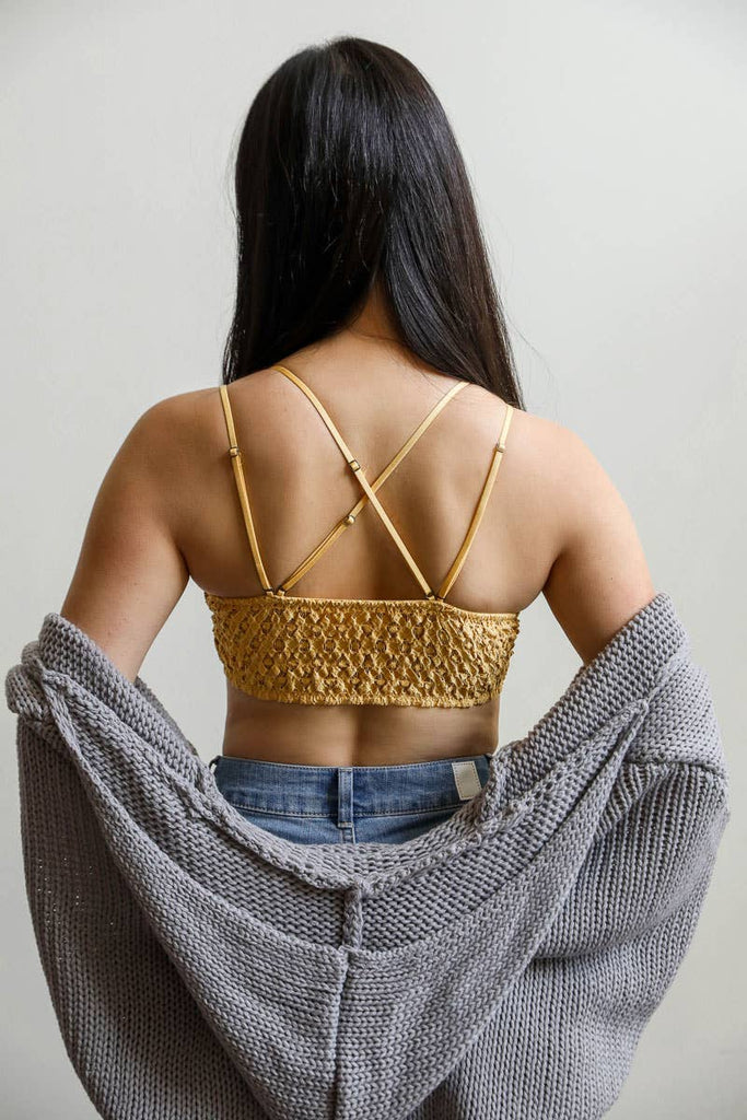 Padded Crochet Lace Longline Bralette