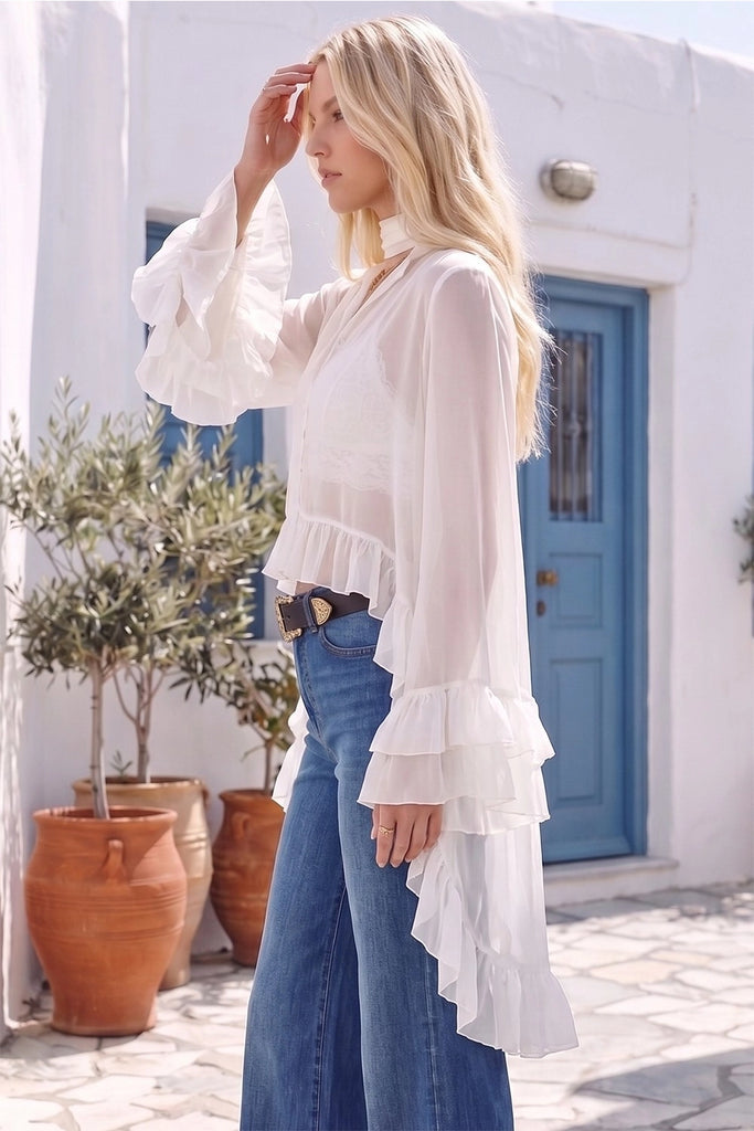 Fleetwood Ruffled White Blouse