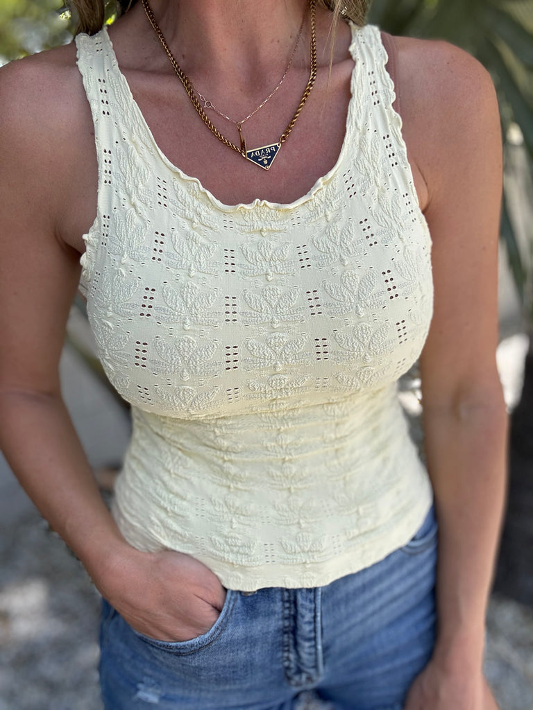 Ruffle Edge Lace Tank Top