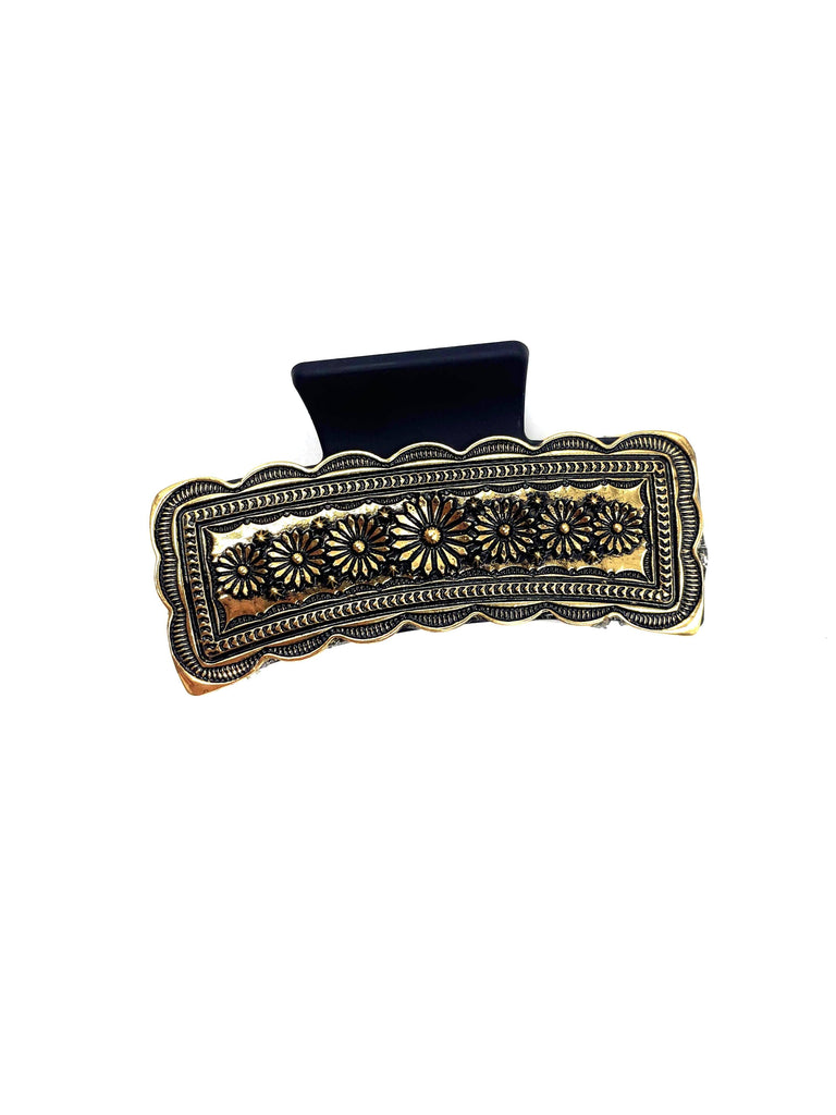 Silver Tooled Hair Clip