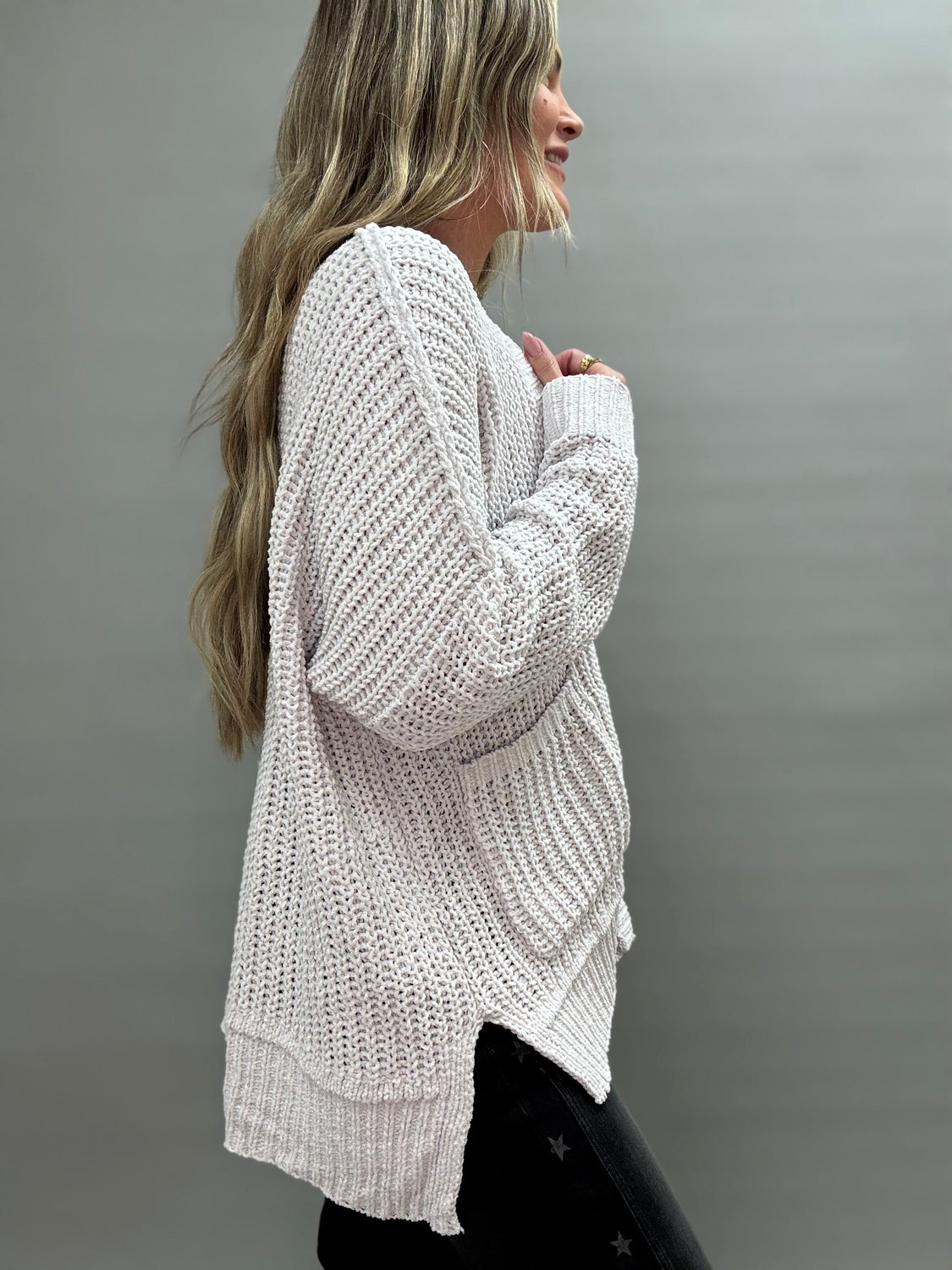 Snow Washed Chenille Cardigan