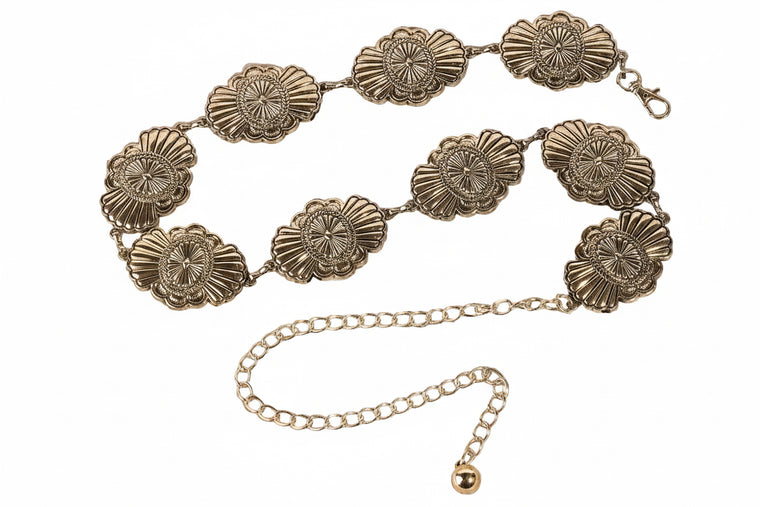 Gold Flower Medallion chain belt