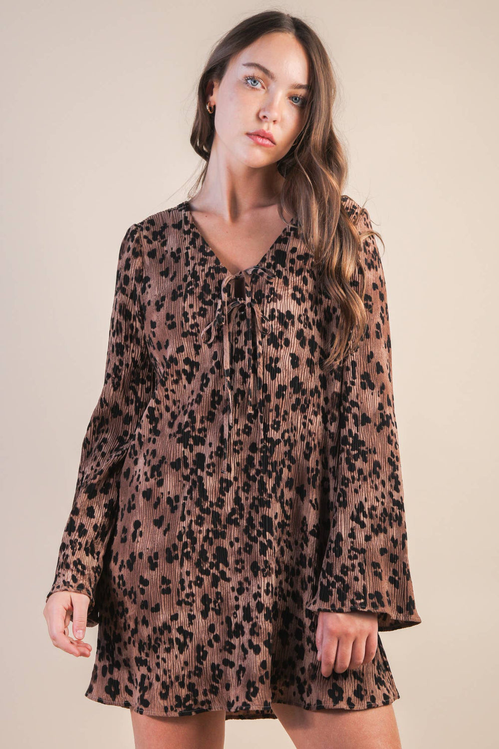 Leopard Pleated Mini Dress