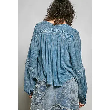 Ocean Breeze Embroidered Long Sleeve Top