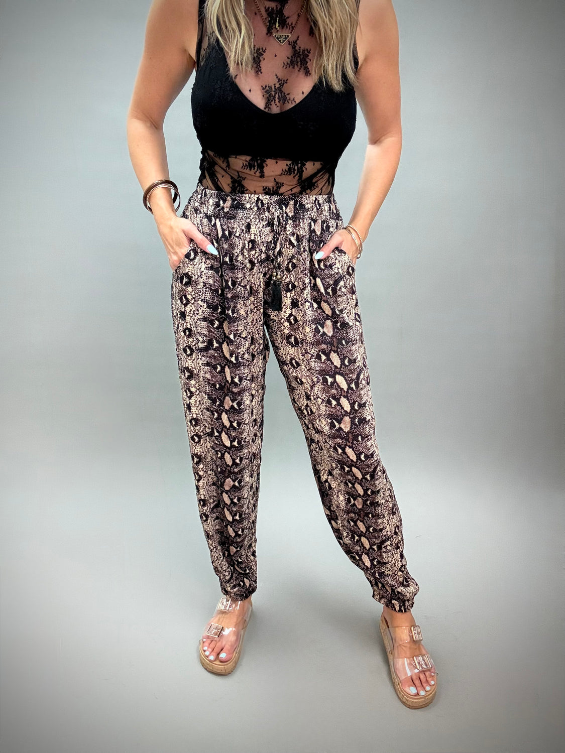 Snake Print Jogger Pants