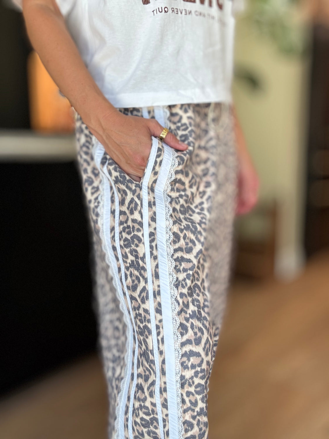 Leopard+Lace Track Pants