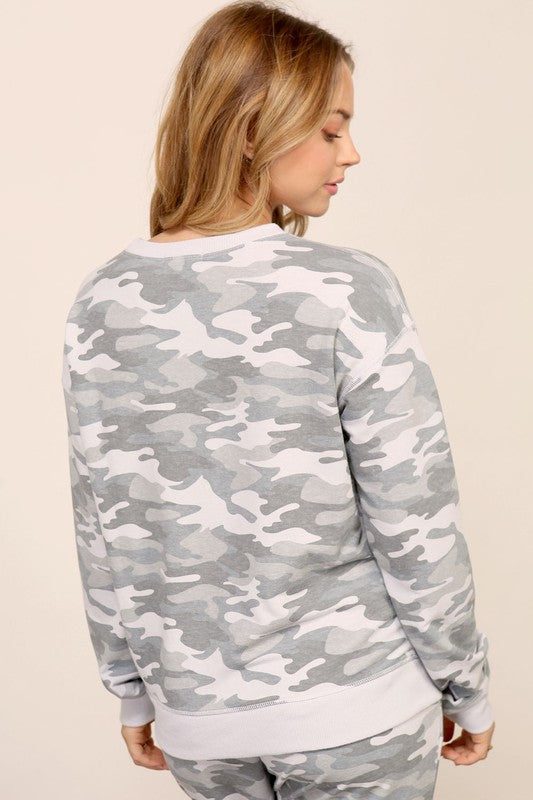 Washed Gray Camo Crewneck