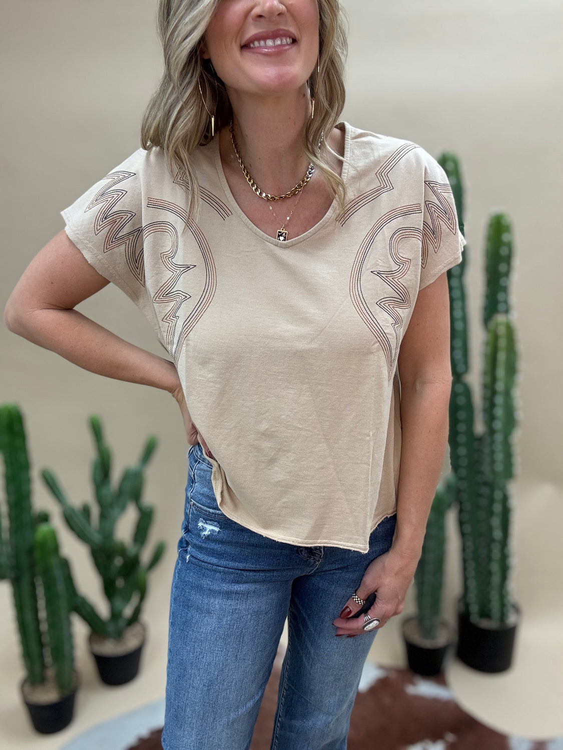 Boot Stitch Dolemen Top