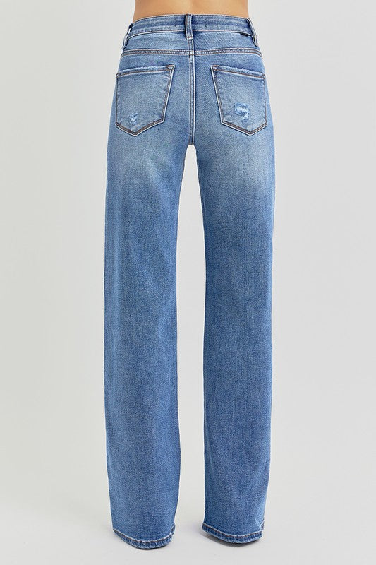 Austin Medium Wash Wide Leg Risen Jeans