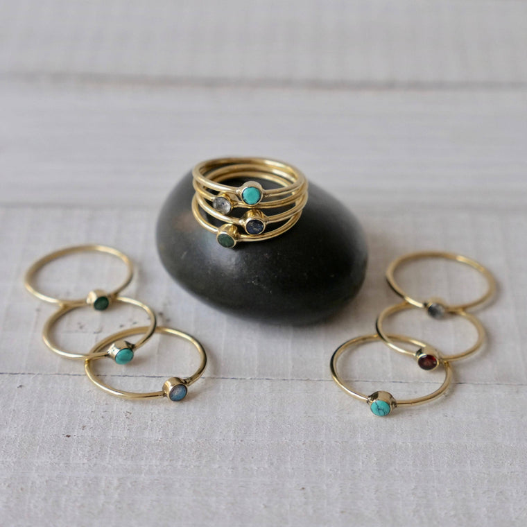 Brass Stone Stacker Ring