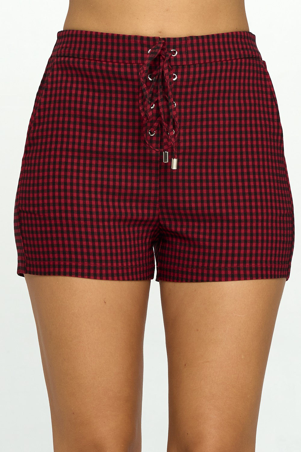 Cherrybomb Plaid Lace Up Shorts