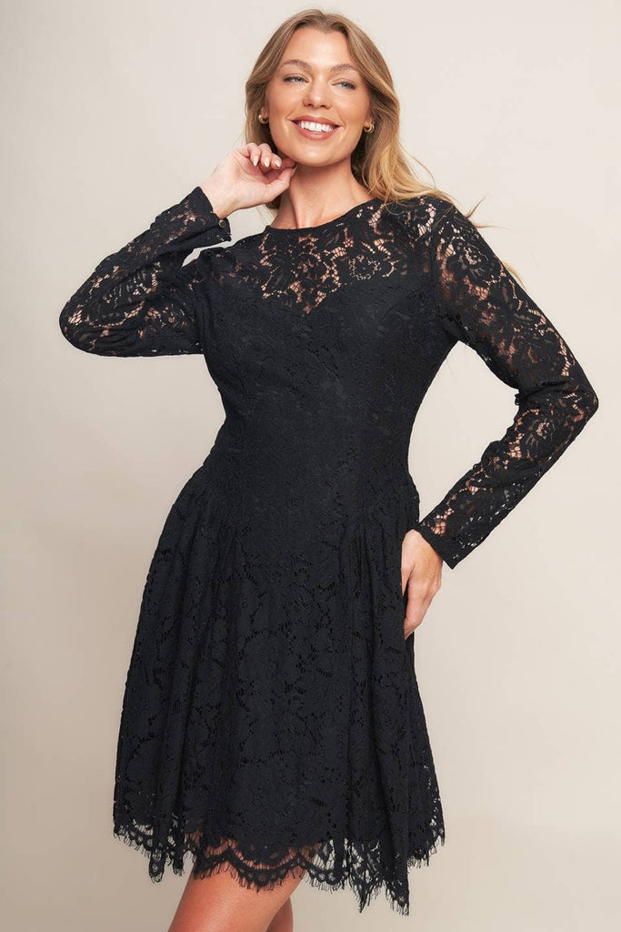 Enchanted Lace Long Sleeve Mini Dress