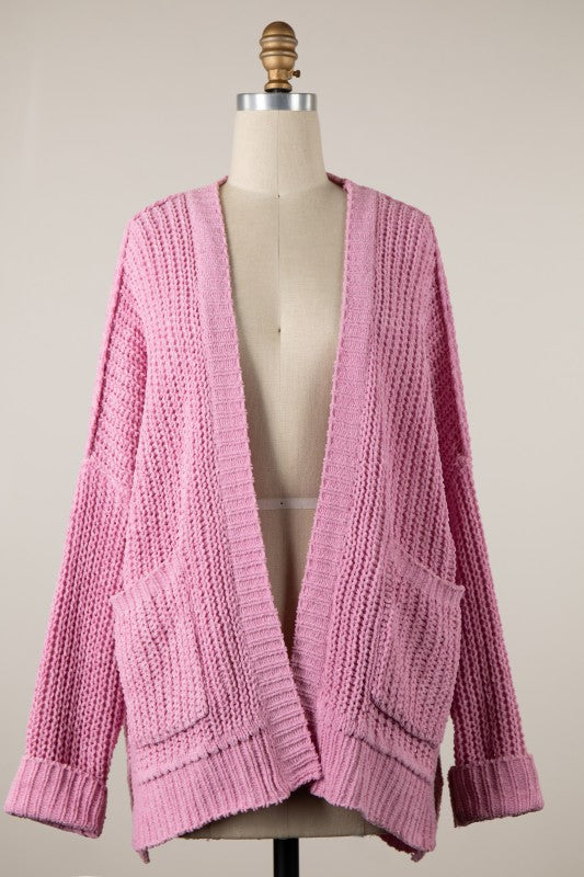 Bubble Gum Pink Chenille Cardigan