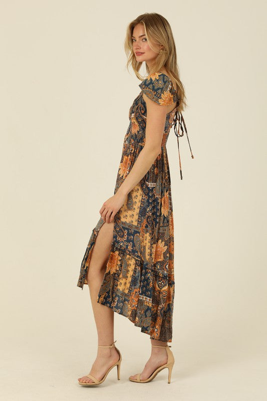 Sunset Flutter Sleeve Dress