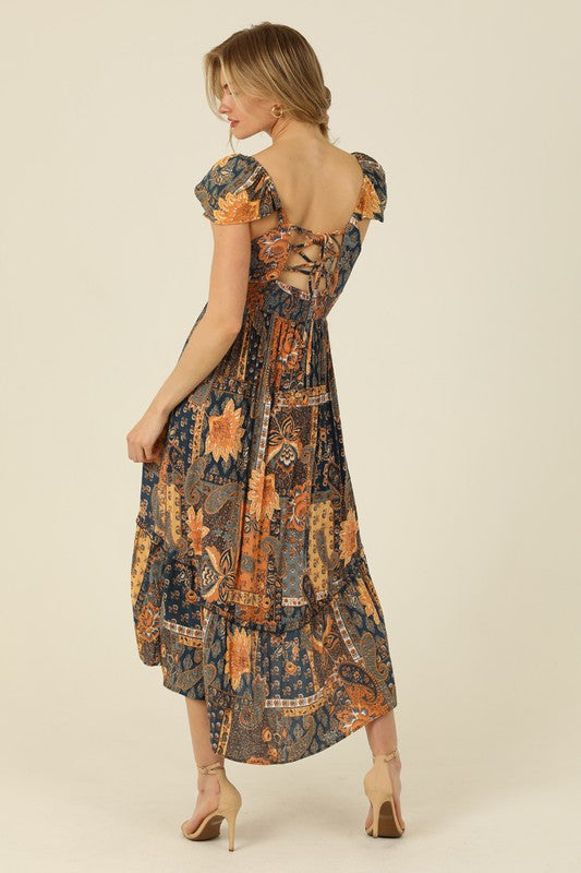 Sunset Flutter Sleeve Dress