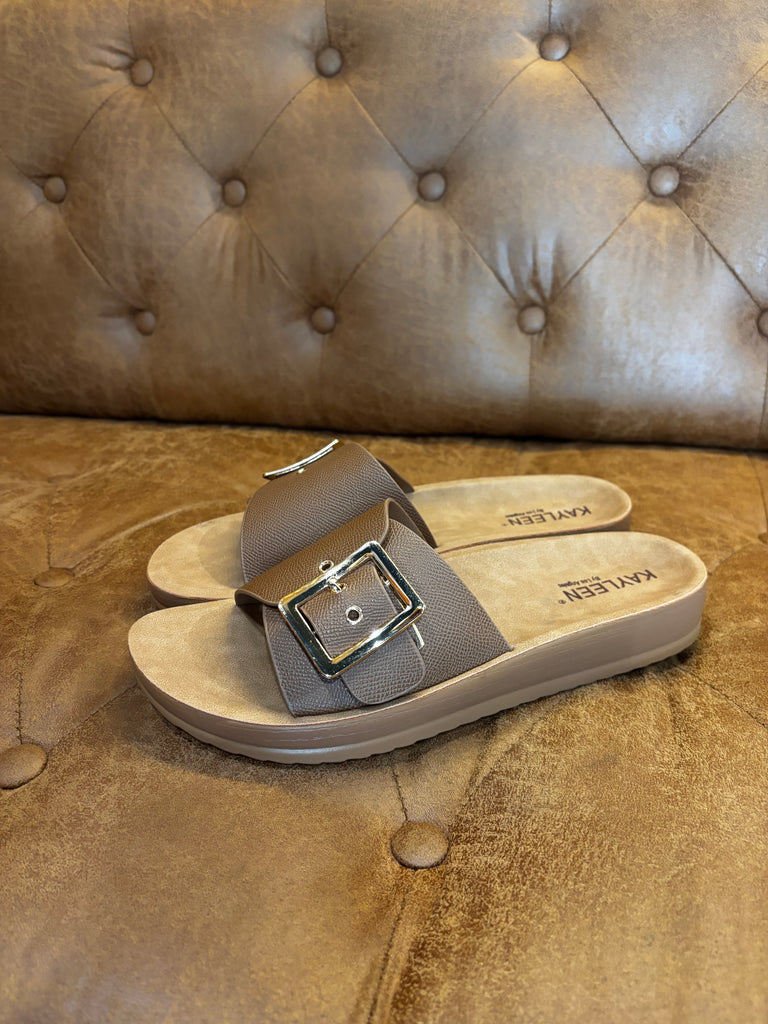 Brown Single Strap Slide