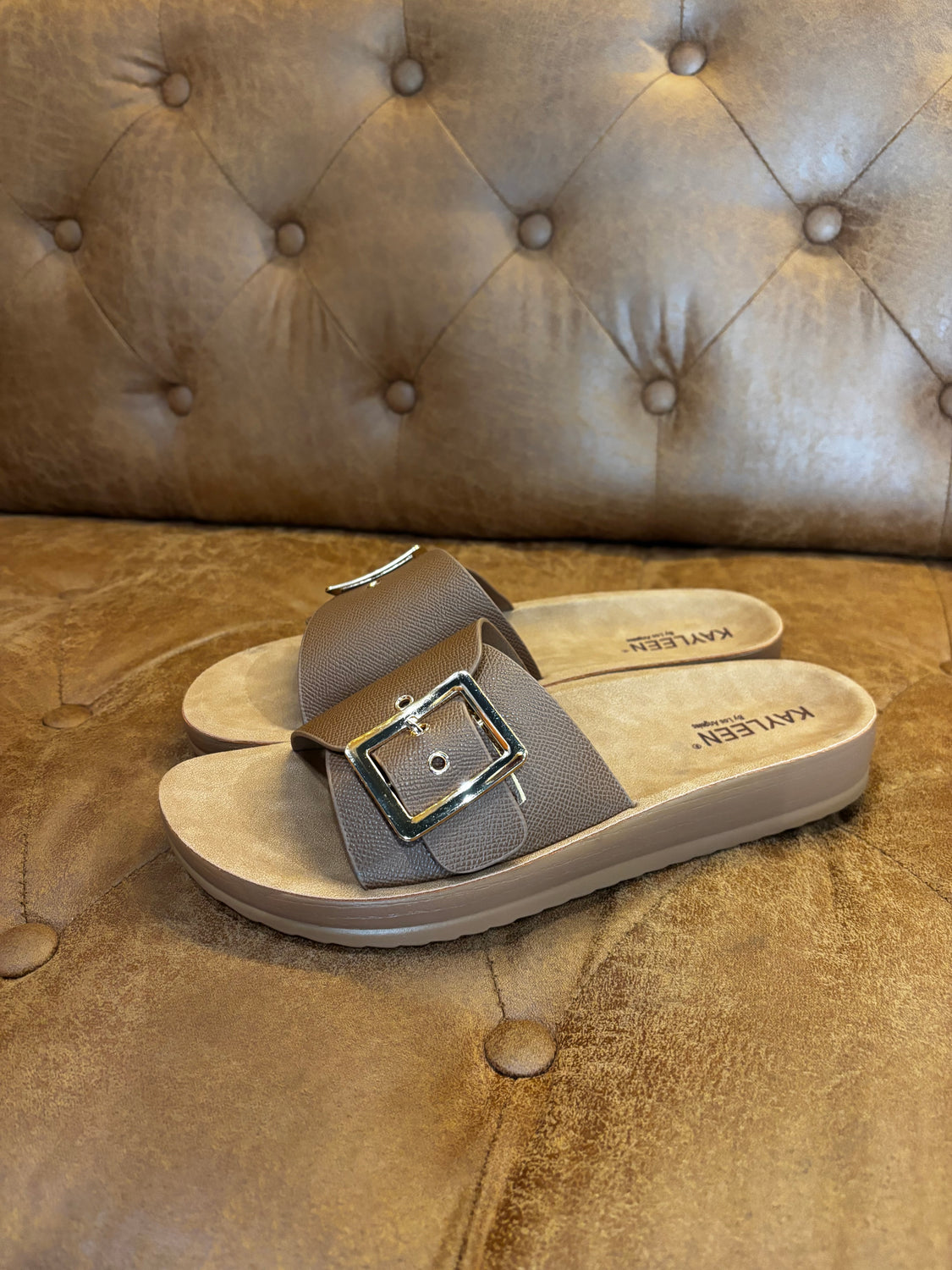 Brown Single Strap Slide