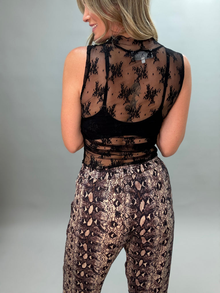 Black Lacey Mesh Tank Top