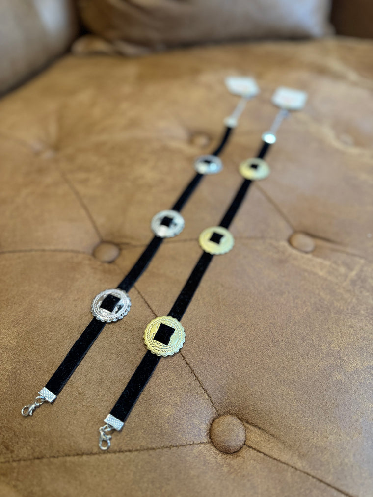 Sun Dial Concho Choker Necklaces