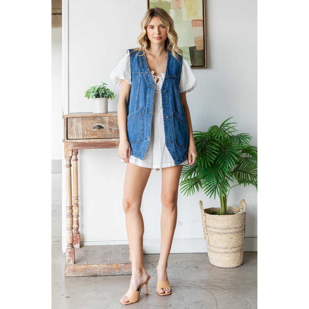 Denim Vest with Pockets