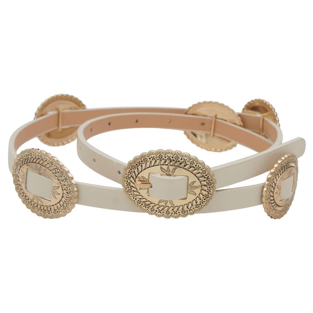 Gold+Ivory Concho Skinny Belt