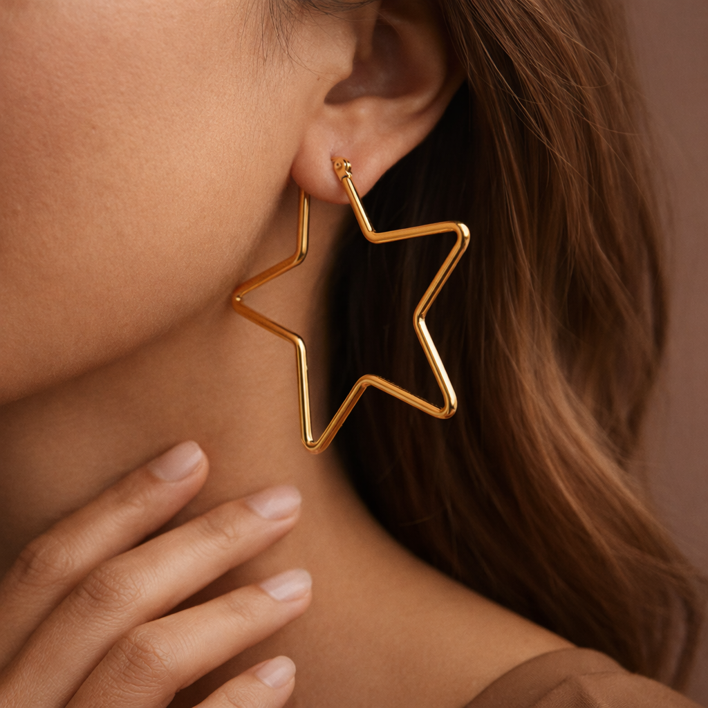 Star Girl Steel Hoop Earrings