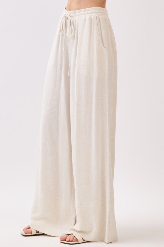 Oat Linen Wide Leg Pant Set