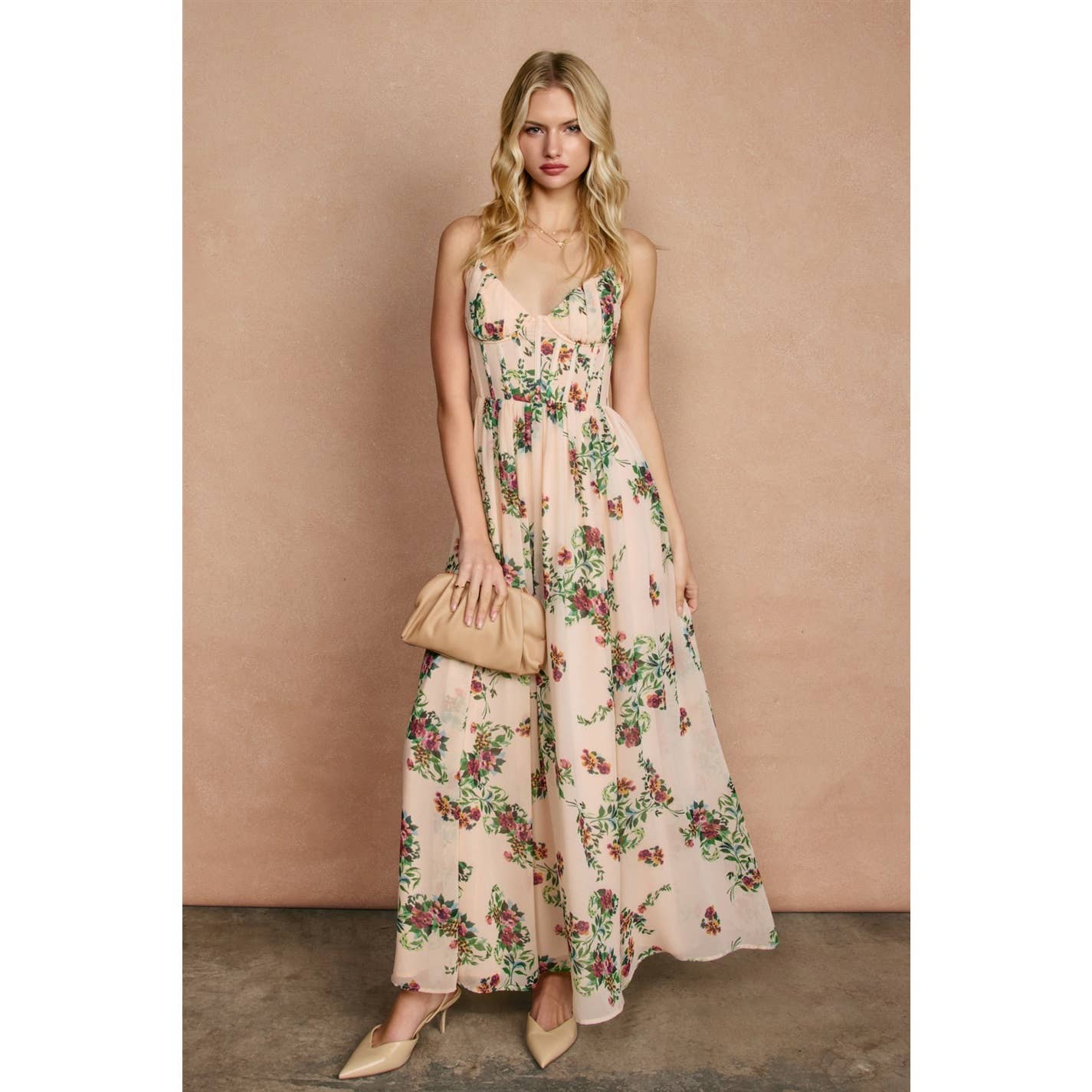 Pamela Floral Corset Maxi Dress
