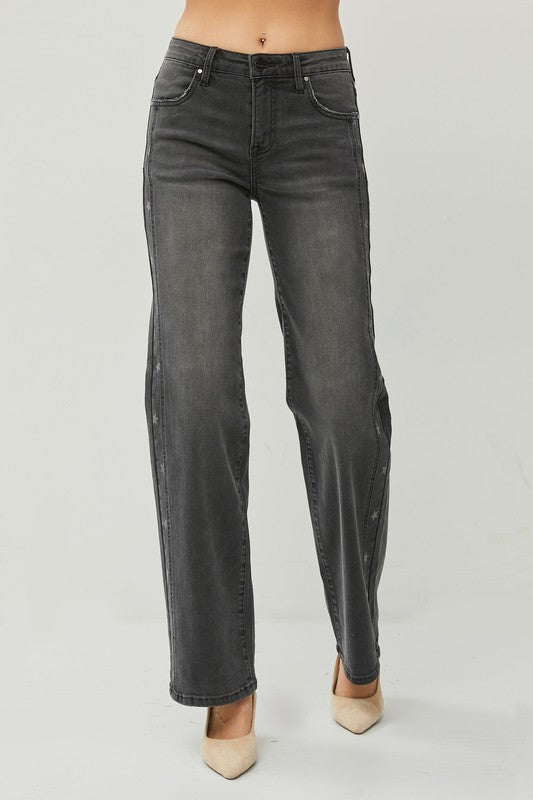 Stardust Black Washed Straight  Risen Jeans