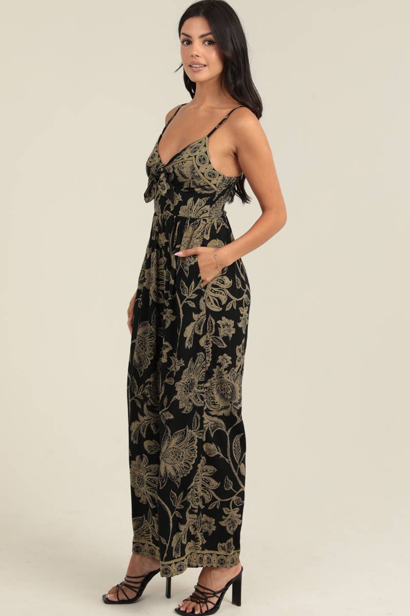 Olive Tie Front Jumpsuit