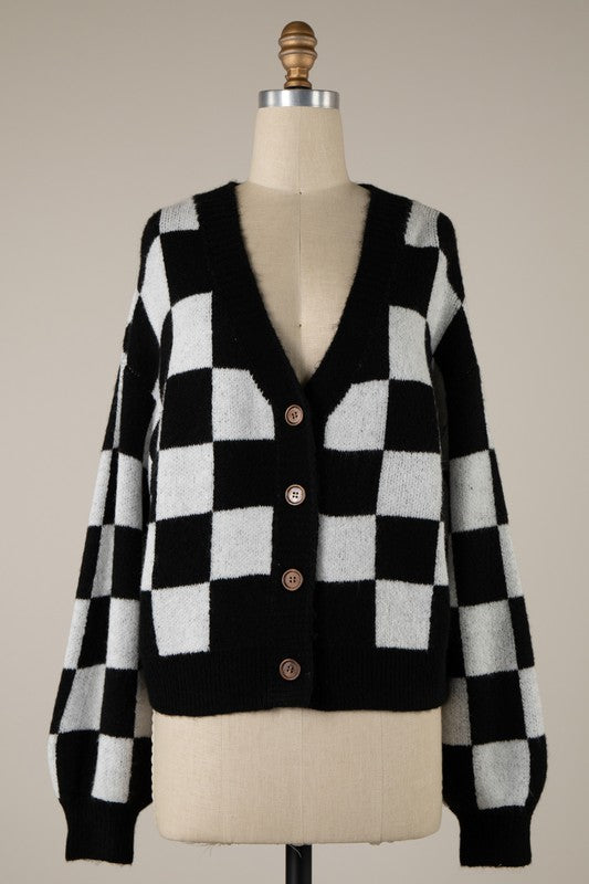 Checker Crop Sweater