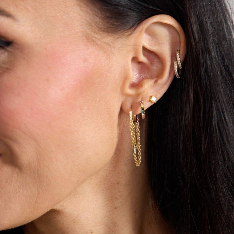 Gold Thea Chain Huggie Earrings