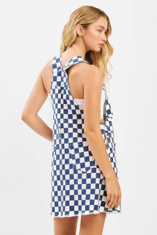 Navy Checkered Overall Skirt