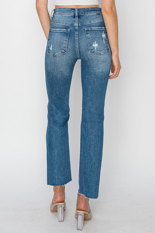 Emily Distressed Straight Leg Risen Jeans