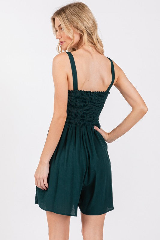 Emerald Green Ruched Romper
