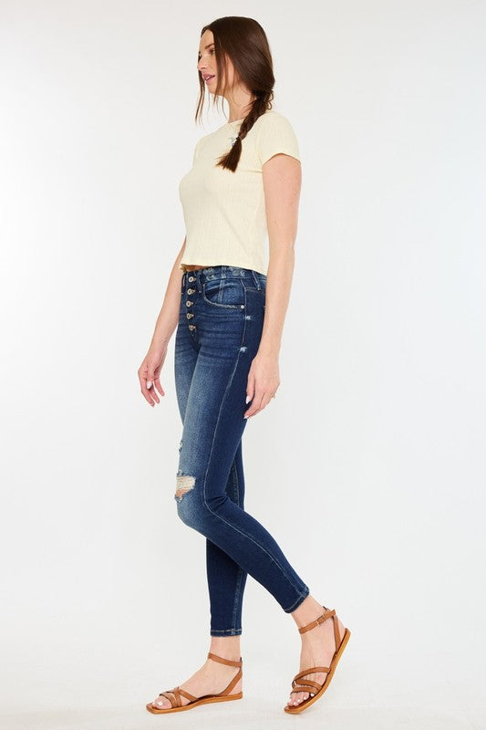 Indigo Distressed Skinny Kancan Jeans