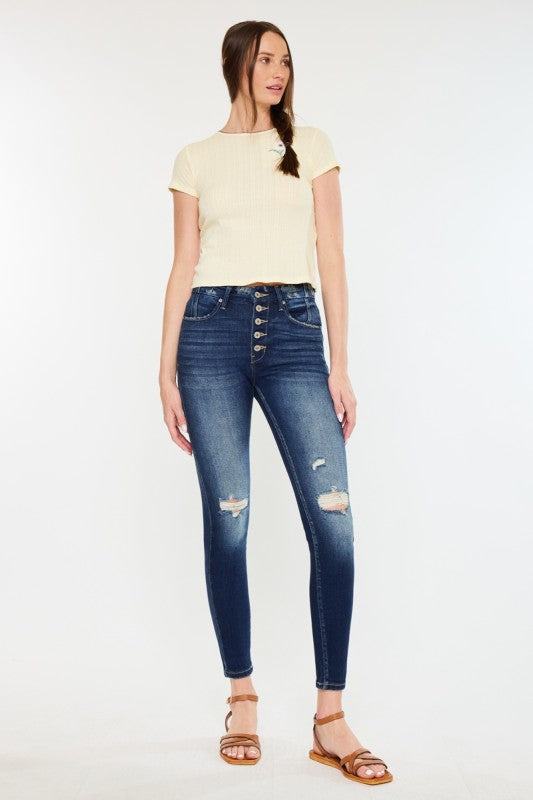 Indigo Distressed Skinny Kancan Jeans