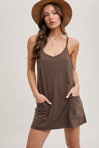 Brown Tank Dress With Built In Shorts