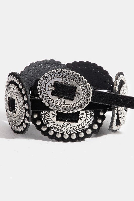 Suede Concho Skinny Belt