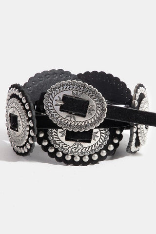Suede Concho Skinny Belt