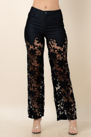 Black Mona Lace Trousers