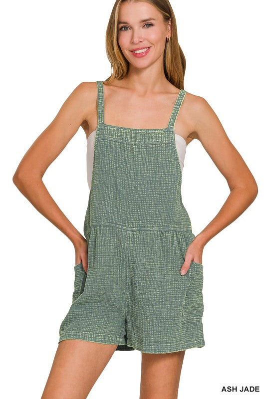 Sage Gauze Overall Romper