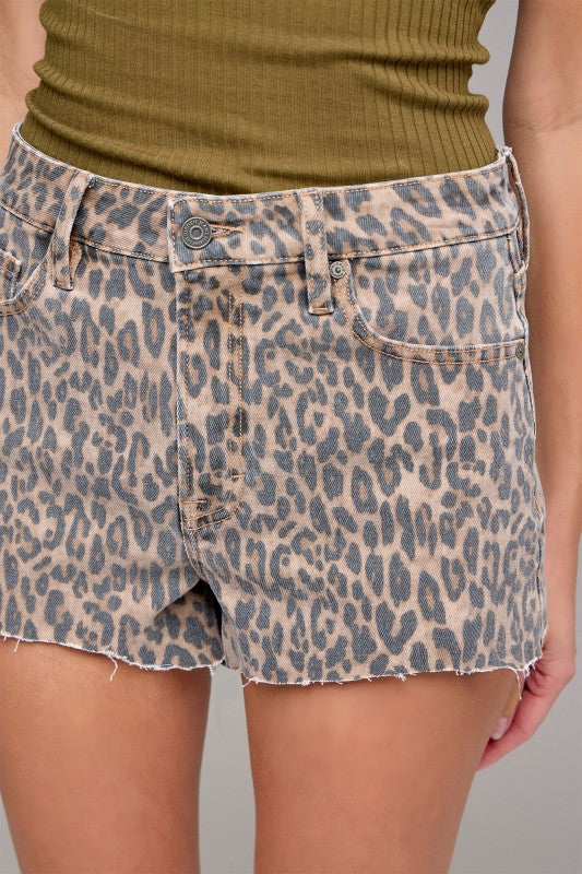 Cheetah Denim Shorts By Hidden Jeans