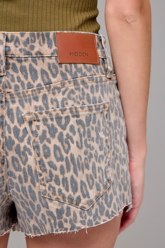 Cheetah Denim Shorts By Hidden Jeans