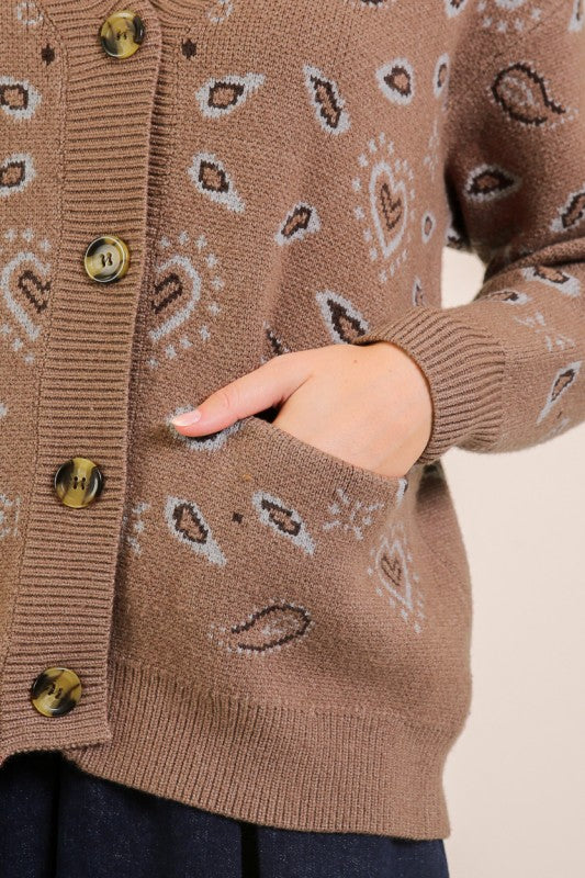 Bandana Button Down Cardigan