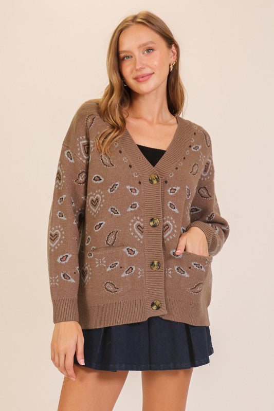 Bandana Button Down Cardigan