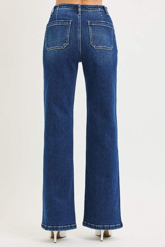 Brittany Tie Up Wide Leg Risen Jeans